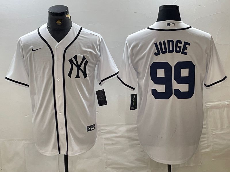 Men New York Yankees 99 Judge White Third generation joint name Nike 2024 MLB Jersey style 1